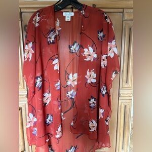 Emory Park cover up, rust, ivory, navy floral, size M, NWOT